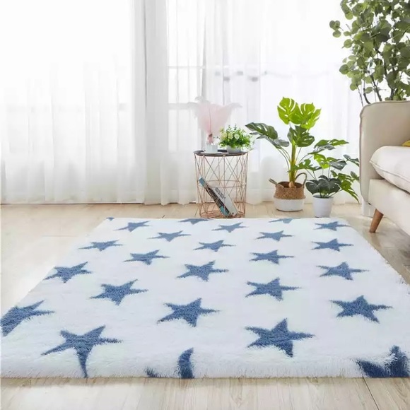 NEW! “Seeing Stars” Fuzzy Shag Faux Fur Area Rug - Picture 3 of 9